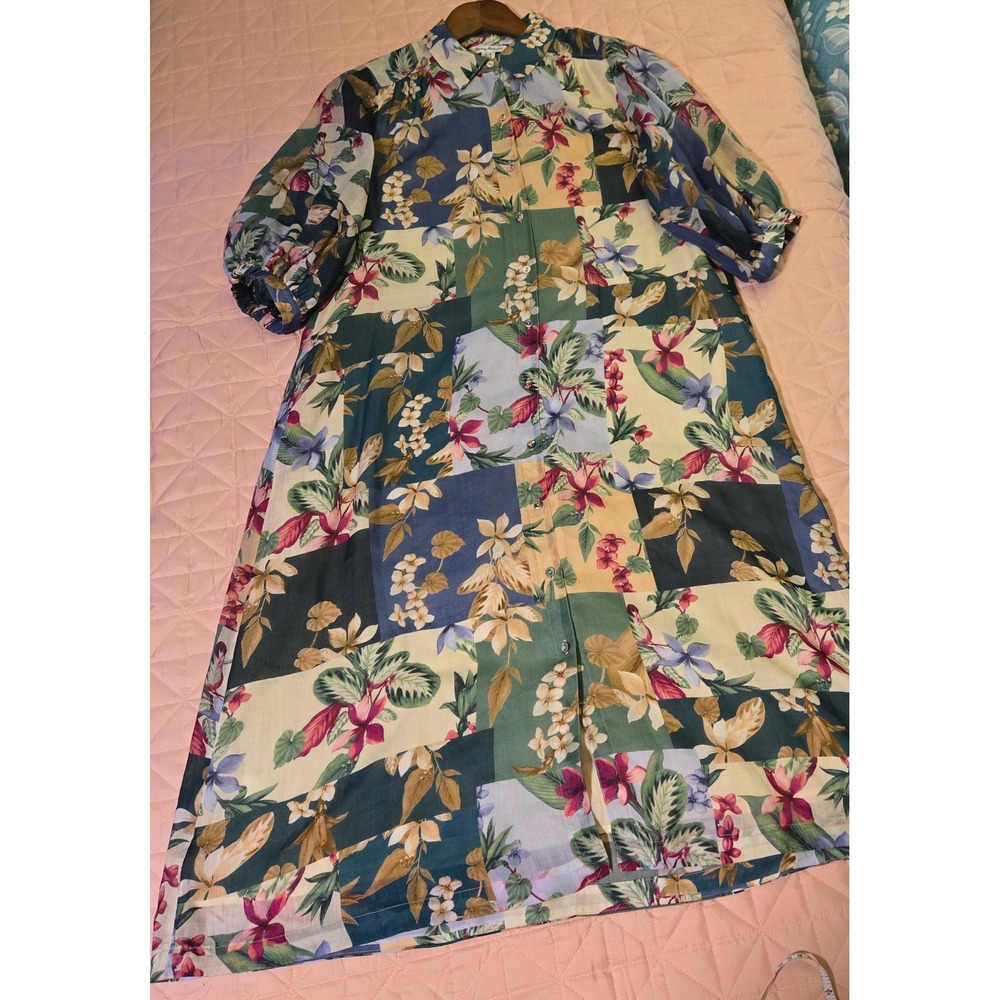 Tommy Bahama Floral Patchwork Midi/Maxi Shirt Dress Multicolor Button Front M - Picture 3 of 9